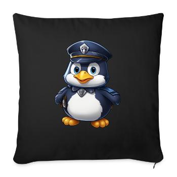 Penguin policeman - Throw Pillow Cover 17.5” x 17.5” - black - Front