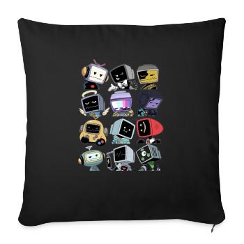 TV Men Digital Icon (Retro Computer Graphics) - Throw Pillow Cover 17.5” x 17.5” - black - Front