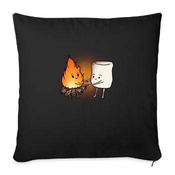 marshmallow and fire gift - Throw Pillow Cover 17.5” x 17.5” - black - Front