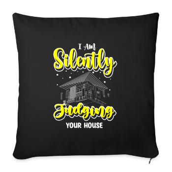 Architect House Building Job - Throw Pillow Cover 17.5” x 17.5” - black - Front