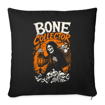 Bone Collector Tshirt - Throw Pillow Cover 17.5” x 17.5” - black - Front