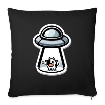 UFO Cow - Throw Pillow Cover 17.5” x 17.5” - black - Front