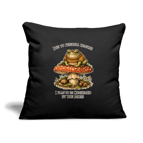 Frog Consumed by Moss Cottagecore Aesthetic - Throw Pillow Cover 17.5” x 17.5”