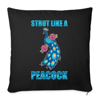 Peacock Lover Zoo Attendant - Throw Pillow Cover 17.5” x 17.5” - black - Front