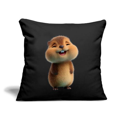 Joyful Cartoon Baby Beaver - Throw Pillow Cover 17.5” x 17.5”
