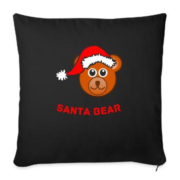 SANTA BEAR - Throw Pillow Cover 17.5” x 17.5” - black - Front