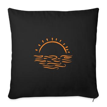 Sunrise Over Waves Orange - Throw Pillow Cover 17.5” x 17.5” - black - Front
