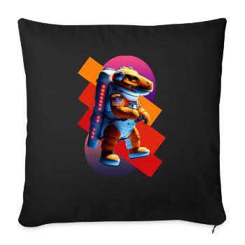 Jurassic Astronauts: Dinosaurs in Space Suits - Throw Pillow Cover 17.5” x 17.5” - black - Front