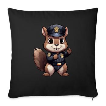 Squirrel policeman - Throw Pillow Cover 17.5” x 17.5” - black - Front