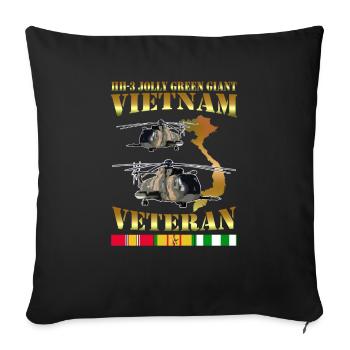 HH3 Jolly green giant helicopter - Throw Pillow Cover 17.5” x 17.5” - black - Front