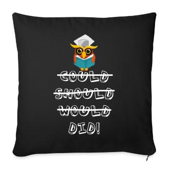 Owl Graduation Uni Celebration Graduate Graduated - Throw Pillow Cover 17.5” x 17.5” - black - Front