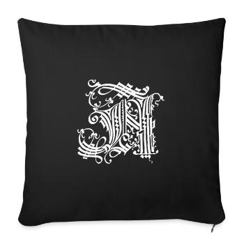 Medieval Core Medieval Initials Castle Core - Throw Pillow Cover 17.5” x 17.5” - black - Front