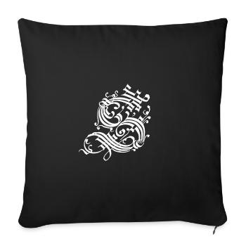 Medieval Core Medieval Initials Castle Core - Throw Pillow Cover 17.5” x 17.5” - black - Front