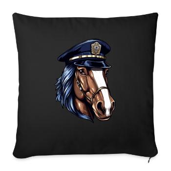 Horses policeman - Throw Pillow Cover 17.5” x 17.5” - black - Front