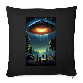 UFO Encounters - Throw Pillow Cover 17.5” x 17.5” - black - Front