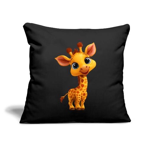 Adorable Cartoon Baby Giraffe with Big Eyes - Throw Pillow Cover 17.5” x 17.5”
