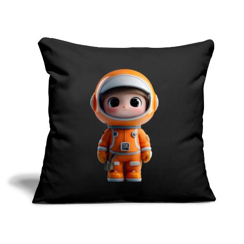 Cute Cartoon Astronaut in Orange Suit - Throw Pillow Cover 17.5” x 17.5”