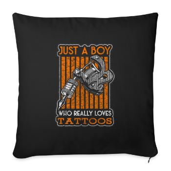 Tattoo Tattoos Tattoo Machine Engraved - Throw Pillow Cover 17.5” x 17.5” - black - Front