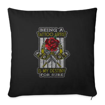 Tattoos Tattoos Rockabilly Tattoostudio - Throw Pillow Cover 17.5” x 17.5” - black - Front