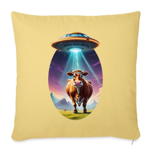 UFO Cow Abduction - Throw Pillow Cover 17.5” x 17.5”