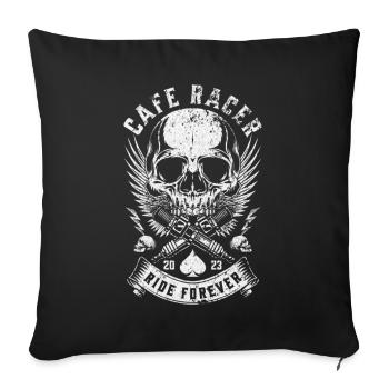 Mc: Cafe Racer Skull With Wings Tatto - Throw Pillow Cover 17.5” x 17.5” - black - Front