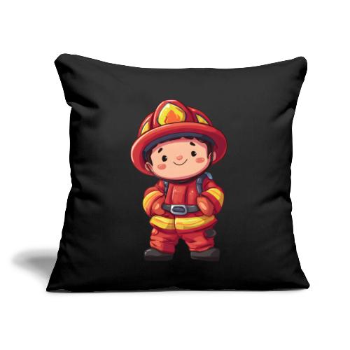 Friendly Firefighter Hero - Throw Pillow Cover 17.5” x 17.5”