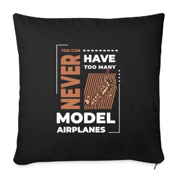 Model Airplane Hobby Test Pilot - Throw Pillow Cover 17.5” x 17.5” - black - Front