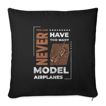 Model Airplane Miniature Pilot Aviation Sport - Throw Pillow Cover 17.5” x 17.5” - black - Front