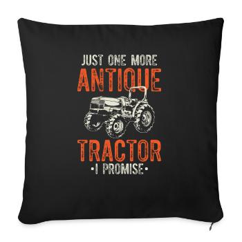 Antique Tractor - Throw Pillow Cover 17.5” x 17.5” - black - Front