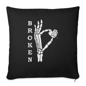 Broken Heart - Throw Pillow Cover 17.5” x 17.5” - black - Front