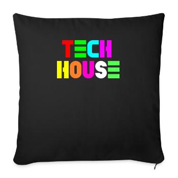 Tech house - Throw Pillow Cover 17.5” x 17.5” - black - Front