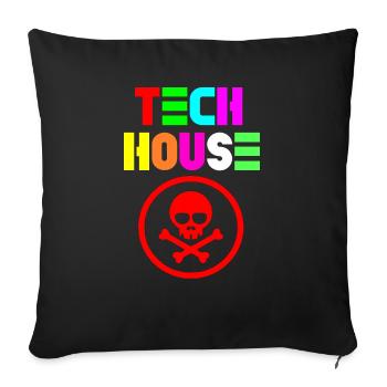 Tech house - Throw Pillow Cover 17.5” x 17.5” - black - Front