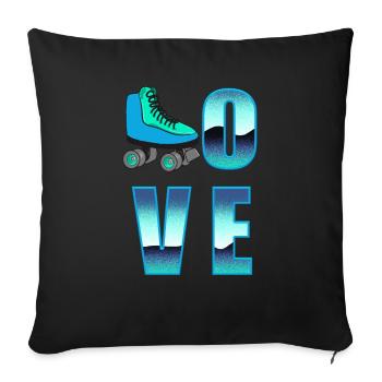 Love Skating - Throw Pillow Cover 17.5” x 17.5” - black - Front
