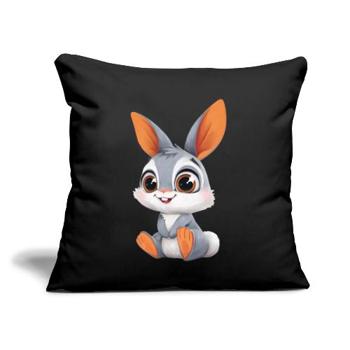 Multicolor Baby Rabbit Cartoon Sitting - Throw Pillow Cover 17.5” x 17.5”