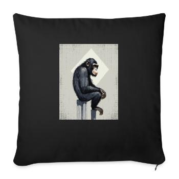 Schimpanse Street Art Graffiti In The Square - Throw Pillow Cover 17.5” x 17.5” - black - Front