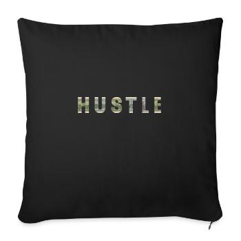 Hustle Dollar Bill Texture Motivation Inspiration - Throw Pillow Cover 17.5” x 17.5” - black - Front
