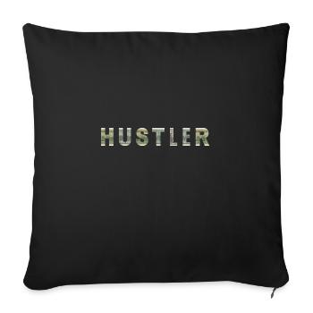 Hustler Dollar Bill Texture Motivation Inspiration - Throw Pillow Cover 17.5” x 17.5” - black - Front