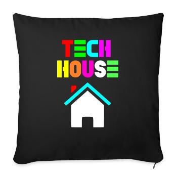 Tech house - Throw Pillow Cover 17.5” x 17.5” - black - Front