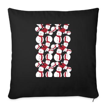 Snowman Merry Christmas - Throw Pillow Cover 17.5” x 17.5” - black - Front