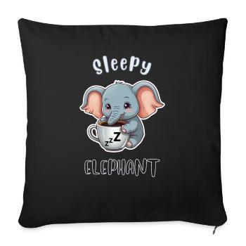 Sleepy Elephant - Throw Pillow Cover 17.5” x 17.5” - black - Front