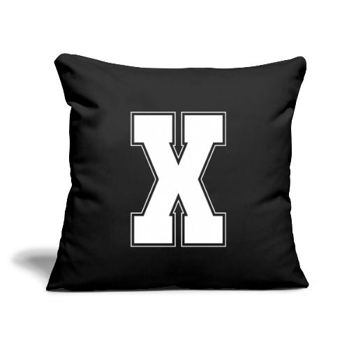 White Letter X – Varsity Alphabet Monogram - Throw Pillow Cover 17.5” x 17.5”