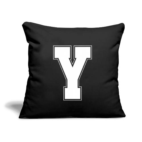 White Letter Y – Varsity Alphabet Monogram - Throw Pillow Cover 17.5” x 17.5”