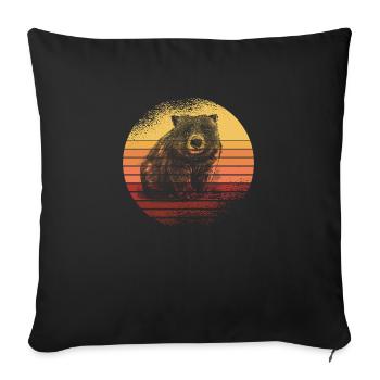 Vintage Retro Wombat - Throw Pillow Cover 17.5” x 17.5” - black - Front