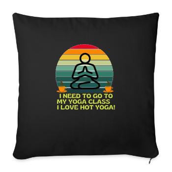 I Love Yoga With coffee - Throw Pillow Cover 17.5” x 17.5” - black - Front