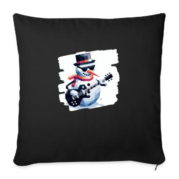 Rockstar snowman - Throw Pillow Cover 17.5” x 17.5” - black - Front