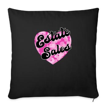 Estate Sales pink camo heart - Throw Pillow Cover 17.5” x 17.5” - black - Front
