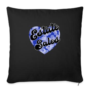 Estate Sales blue camo heart - Throw Pillow Cover 17.5” x 17.5” - black - Front