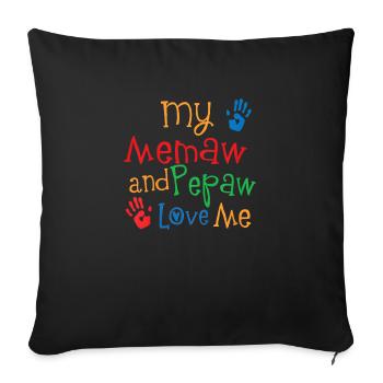 Kids Memaw Pepaw Grandson - Throw Pillow Cover 17.5” x 17.5” - black - Front