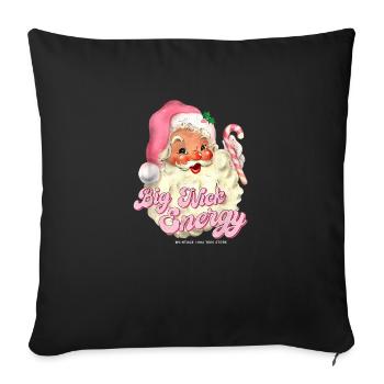 Retro Groovy Big Nick Santa Energy Pink Santa - Throw Pillow Cover 17.5” x 17.5” - black - Front
