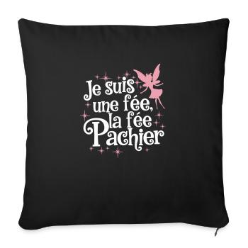 Je Suis Une Fee La Fee Pachier - Throw Pillow Cover 17.5” x 17.5” - black - Front